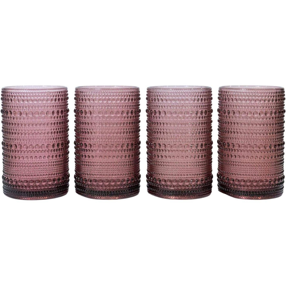 Hobnail Drinking Glasses - Pink 13 oz ( Set of 4 )