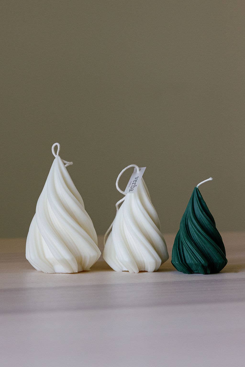 Twirl Christmas tree candle, Christmas decor, stocking