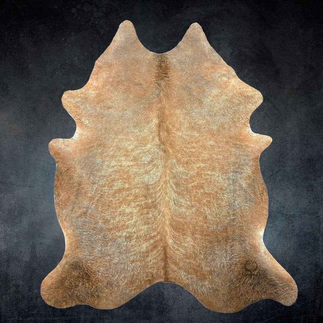 Gorgeous Golden Tan Brindle Cowhide Rug