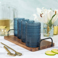 Hobnail Drinking Glasses - Blue 13 oz ( Set of 4 )