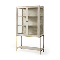 white wood - Arelius display cabinet with gold metal base