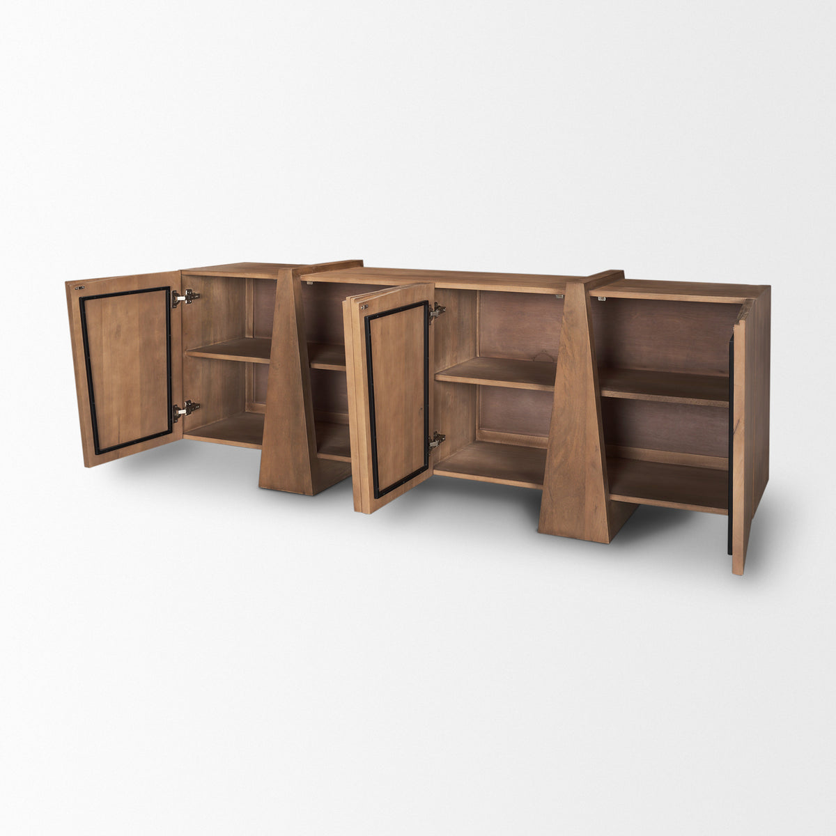 all 4-doors open on the Eula Sideboard storage cabinet