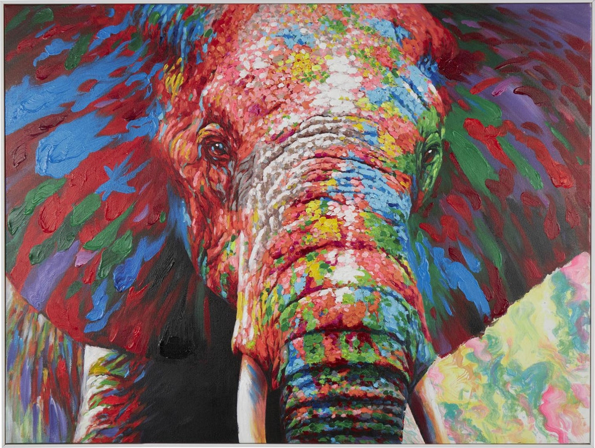 Life in Color Wall Art - Colorful elephant on canvas