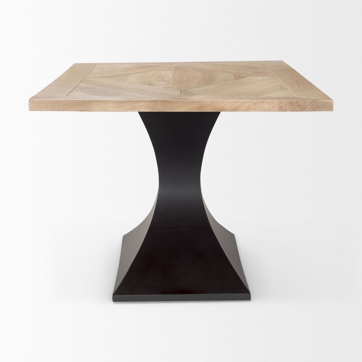 Maxton Dining Table - Side view - Light wood top - black base