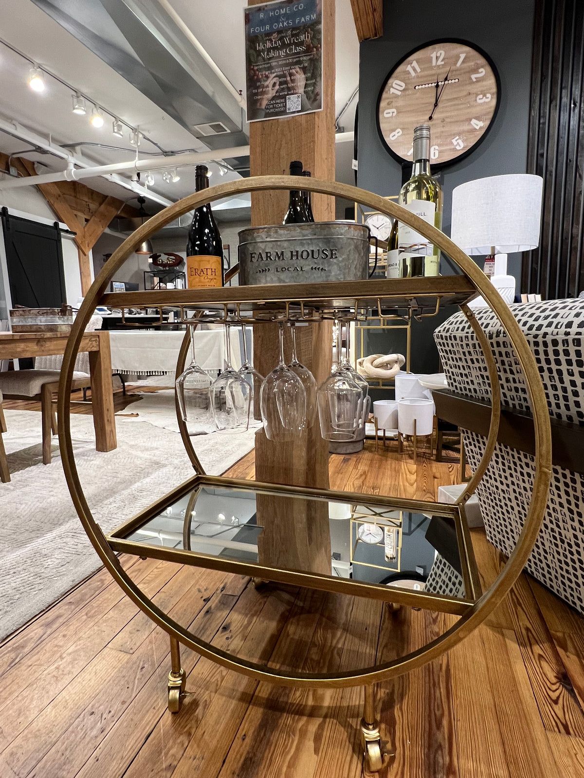 Modern-gold-bar-cart-with-mirrored-to-columbia-mo-furniture-store