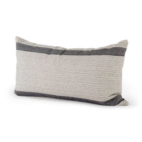 grey and beige linear accent pillow - 14"x26"