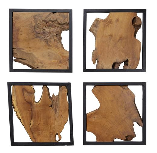 Natural-cut-teak-wood-in-black-wood-frame