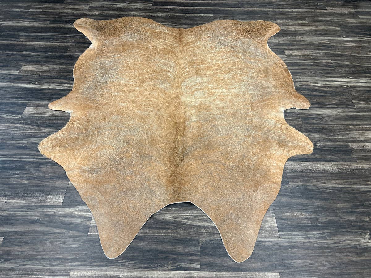 Gorgeous Golden Tan Brindle Cowhide Rug