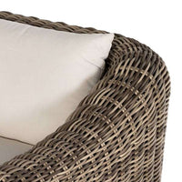 Brown Outdoor chaise lounge with white cusshion 