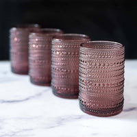 Hobnail Drinking Glasses - Pink 13 oz ( Set of 4 )