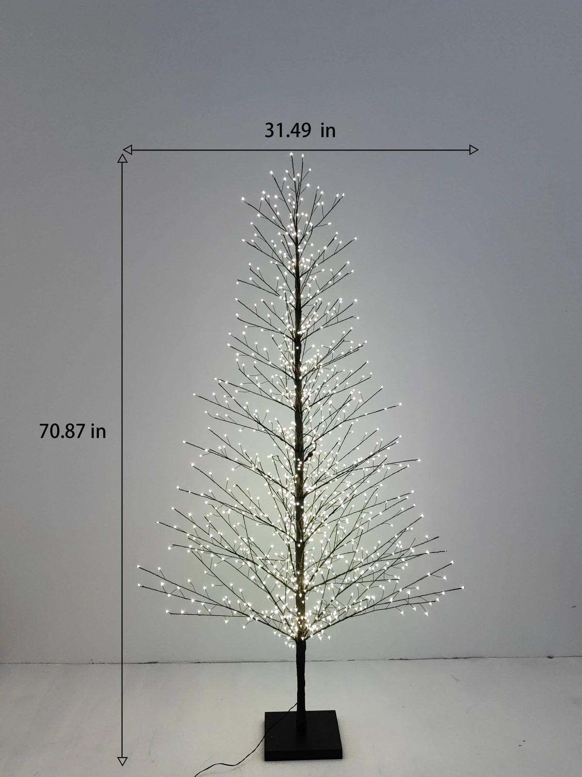 70in Black Birch Tree with 1099 LED Lights Indoor Use Only