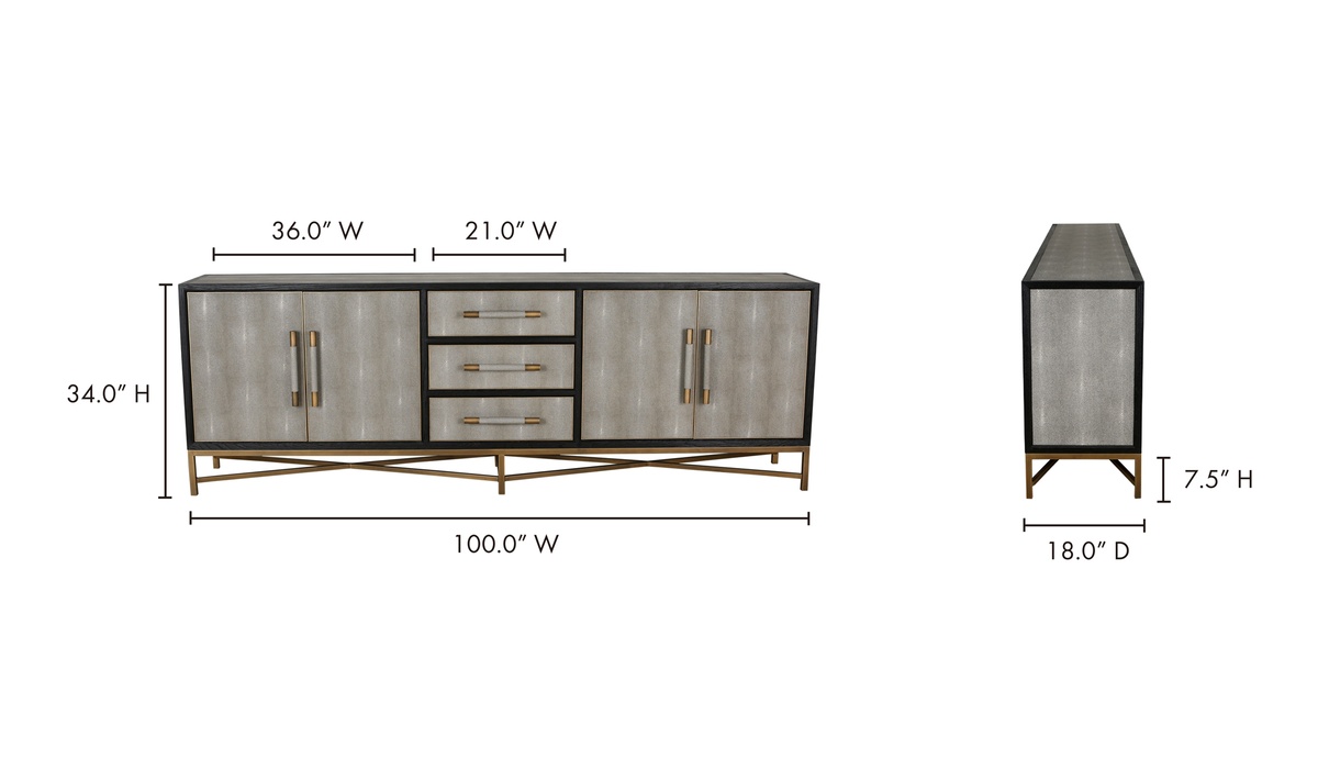 dimensions of mako large sideboard grey