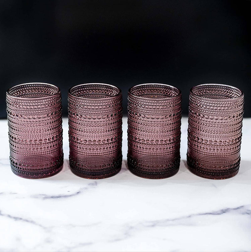 Hobnail Drinking Glasses - Pink 13 oz ( Set of 4 )