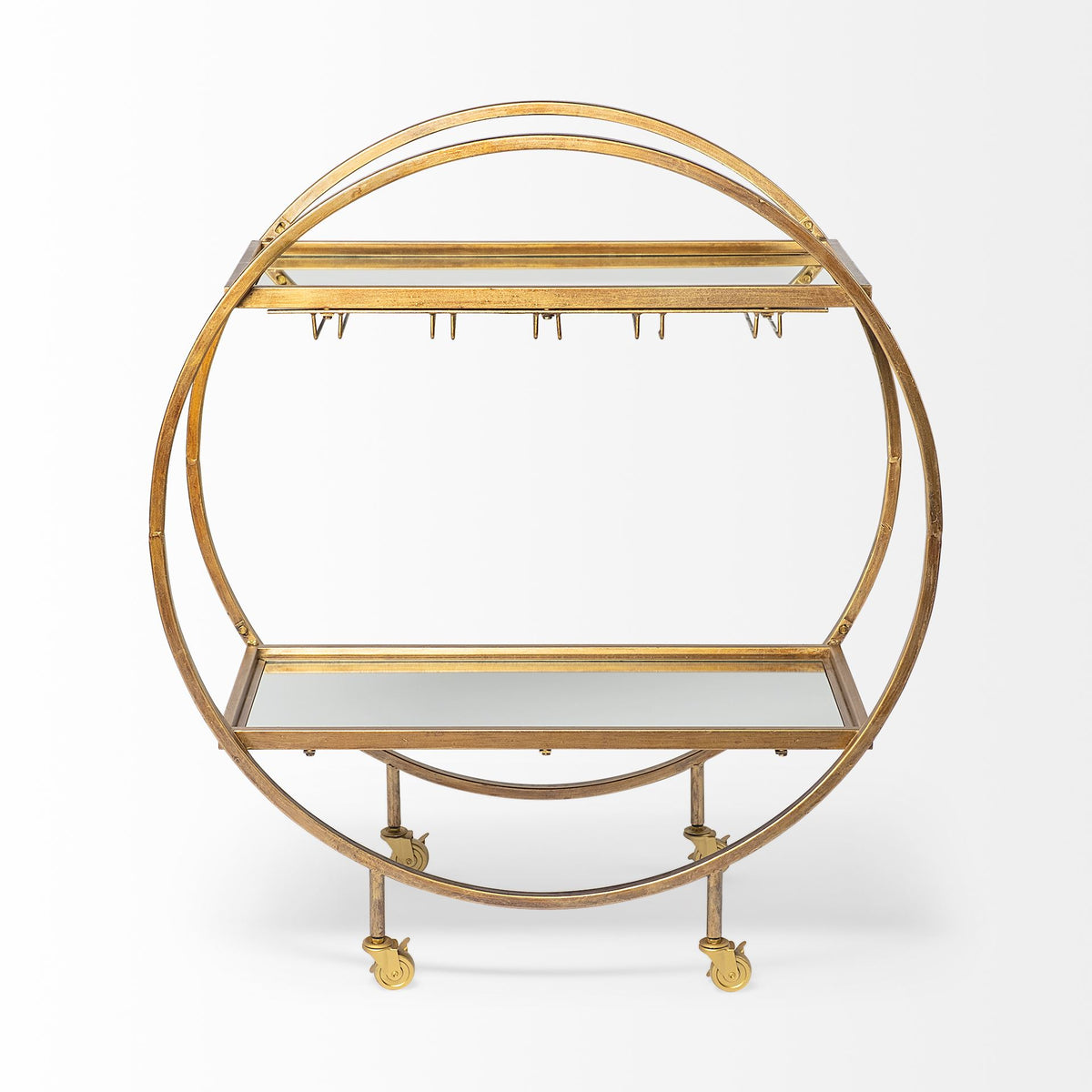 round-gold-bar-cart-2-tier-mirrors